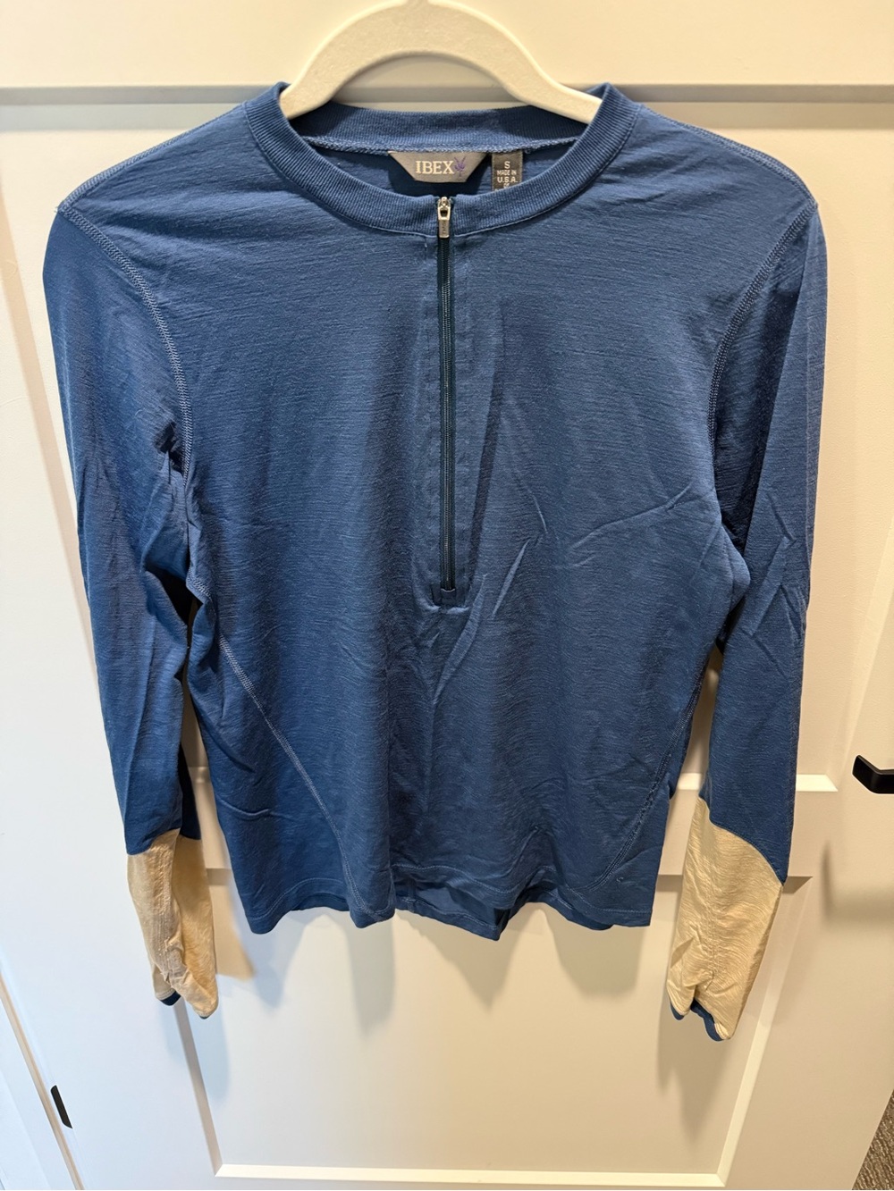 Ibex Women S Merino Wool 1/4 Zip Base Layer Blue Long Sleeve Performance Top USA
